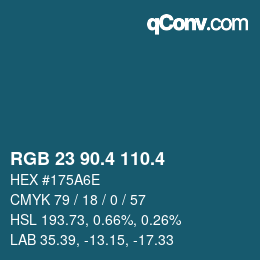 カラーコード: RGB 23 90.4 110.4 | qconv.com