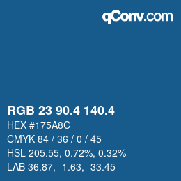 カラーコード: RGB 23 90.4 140.4 | qconv.com