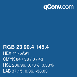 カラーコード: RGB 23 90.4 145.4 | qconv.com