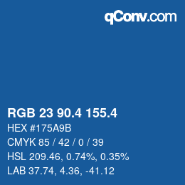 カラーコード: RGB 23 90.4 155.4 | qconv.com