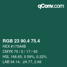 カラーコード: RGB 23 90.4 75.4 | qconv.com