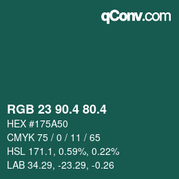 カラーコード: RGB 23 90.4 80.4 | qconv.com