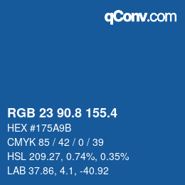 カラーコード: RGB 23 90.8 155.4 | qconv.com