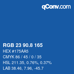 カラーコード: RGB 23 90.8 165 | qconv.com