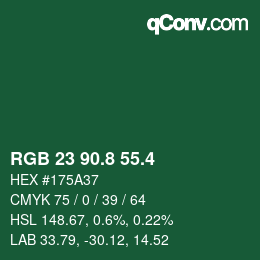 カラーコード: RGB 23 90.8 55.4 | qconv.com