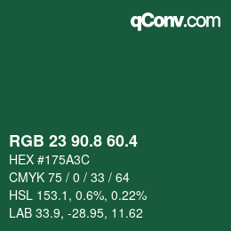 カラーコード: RGB 23 90.8 60.4 | qconv.com