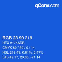 カラーコード: RGB 23 90 219 | qconv.com