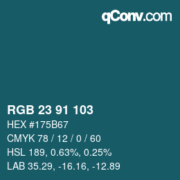 Color code: RGB 23 91 103 | qconv.com