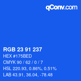 Color code: RGB 23 91 237 | qconv.com