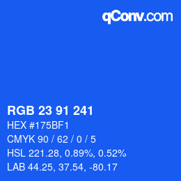 Color code: RGB 23 91 241 | qconv.com