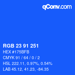 Color code: RGB 23 91 251 | qconv.com