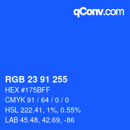 Color code: RGB 23 91 255 | qconv.com
