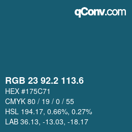 カラーコード: RGB 23 92.2 113.6 | qconv.com