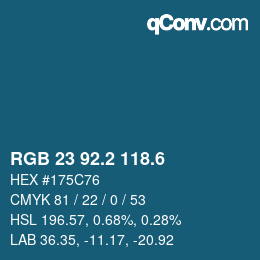 カラーコード: RGB 23 92.2 118.6 | qconv.com