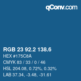 カラーコード: RGB 23 92.2 138.6 | qconv.com