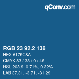 カラーコード: RGB 23 92.2 138 | qconv.com