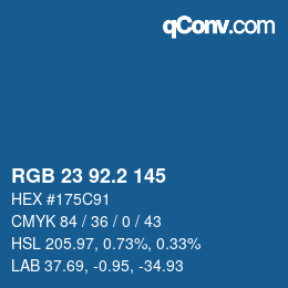 カラーコード: RGB 23 92.2 145 | qconv.com