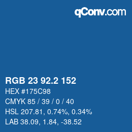 カラーコード: RGB 23 92.2 152 | qconv.com