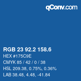 カラーコード: RGB 23 92.2 158.6 | qconv.com