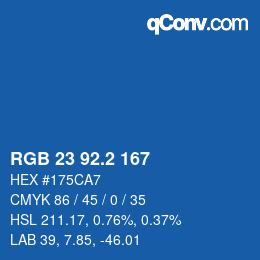 カラーコード: RGB 23 92.2 167 | qconv.com