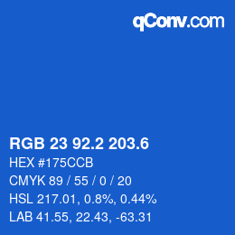 カラーコード: RGB 23 92.2 203.6 | qconv.com