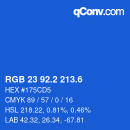 カラーコード: RGB 23 92.2 213.6 | qconv.com