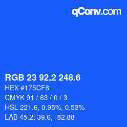 カラーコード: RGB 23 92.2 248.6 | qconv.com