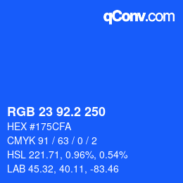 カラーコード: RGB 23 92.2 250 | qconv.com