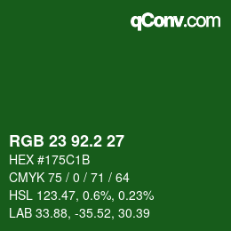 カラーコード: RGB 23 92.2 27 | qconv.com