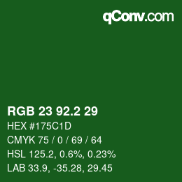 カラーコード: RGB 23 92.2 29 | qconv.com
