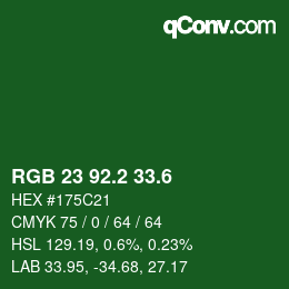 カラーコード: RGB 23 92.2 33.6 | qconv.com