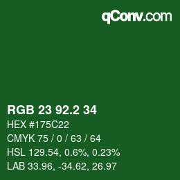 カラーコード: RGB 23 92.2 34 | qconv.com