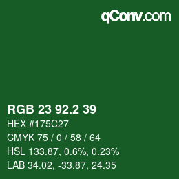 カラーコード: RGB 23 92.2 39 | qconv.com