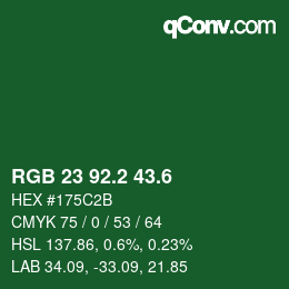 カラーコード: RGB 23 92.2 43.6 | qconv.com