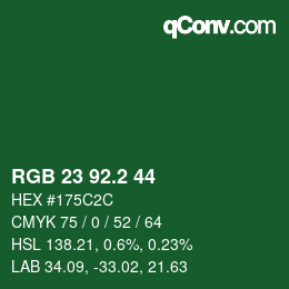 カラーコード: RGB 23 92.2 44 | qconv.com