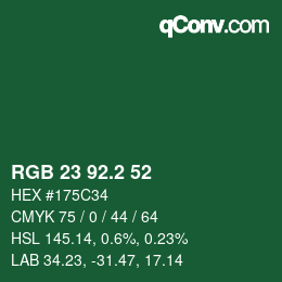 カラーコード: RGB 23 92.2 52 | qconv.com