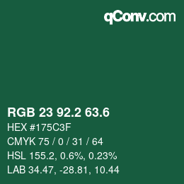 カラーコード: RGB 23 92.2 63.6 | qconv.com
