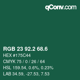 カラーコード: RGB 23 92.2 68.6 | qconv.com