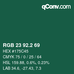 カラーコード: RGB 23 92.2 69 | qconv.com