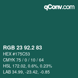 カラーコード: RGB 23 92.2 83 | qconv.com