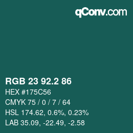 カラーコード: RGB 23 92.2 86 | qconv.com