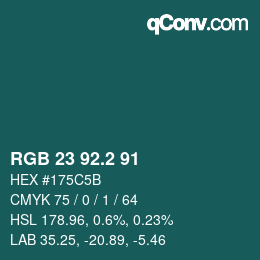 カラーコード: RGB 23 92.2 91 | qconv.com