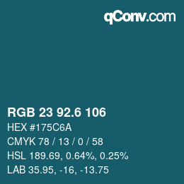 カラーコード: RGB 23 92.6 106 | qconv.com