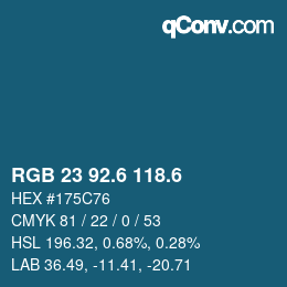 カラーコード: RGB 23 92.6 118.6 | qconv.com