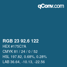 カラーコード: RGB 23 92.6 122 | qconv.com