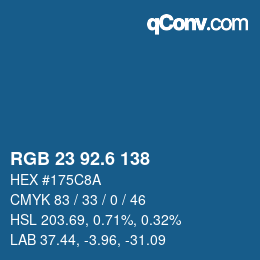 カラーコード: RGB 23 92.6 138 | qconv.com
