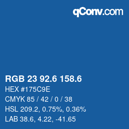 カラーコード: RGB 23 92.6 158.6 | qconv.com
