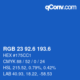 カラーコード: RGB 23 92.6 193.6 | qconv.com