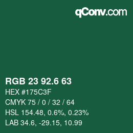 カラーコード: RGB 23 92.6 63 | qconv.com