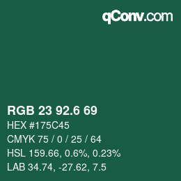 カラーコード: RGB 23 92.6 69 | qconv.com
